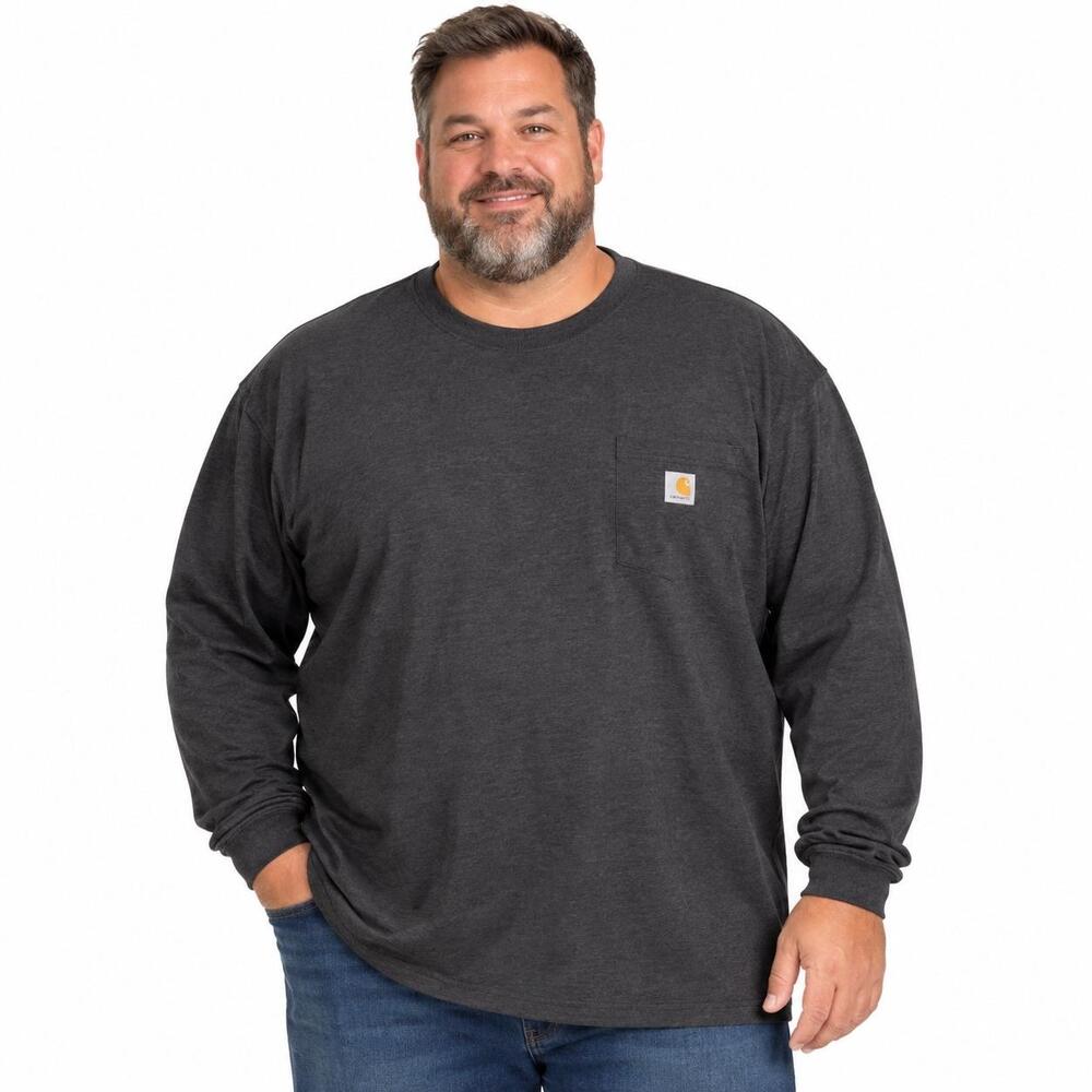 Carhartt Shirt Mens 3XL Gray Long Sleeve Pocket Crew Neck Workwear T Shirt